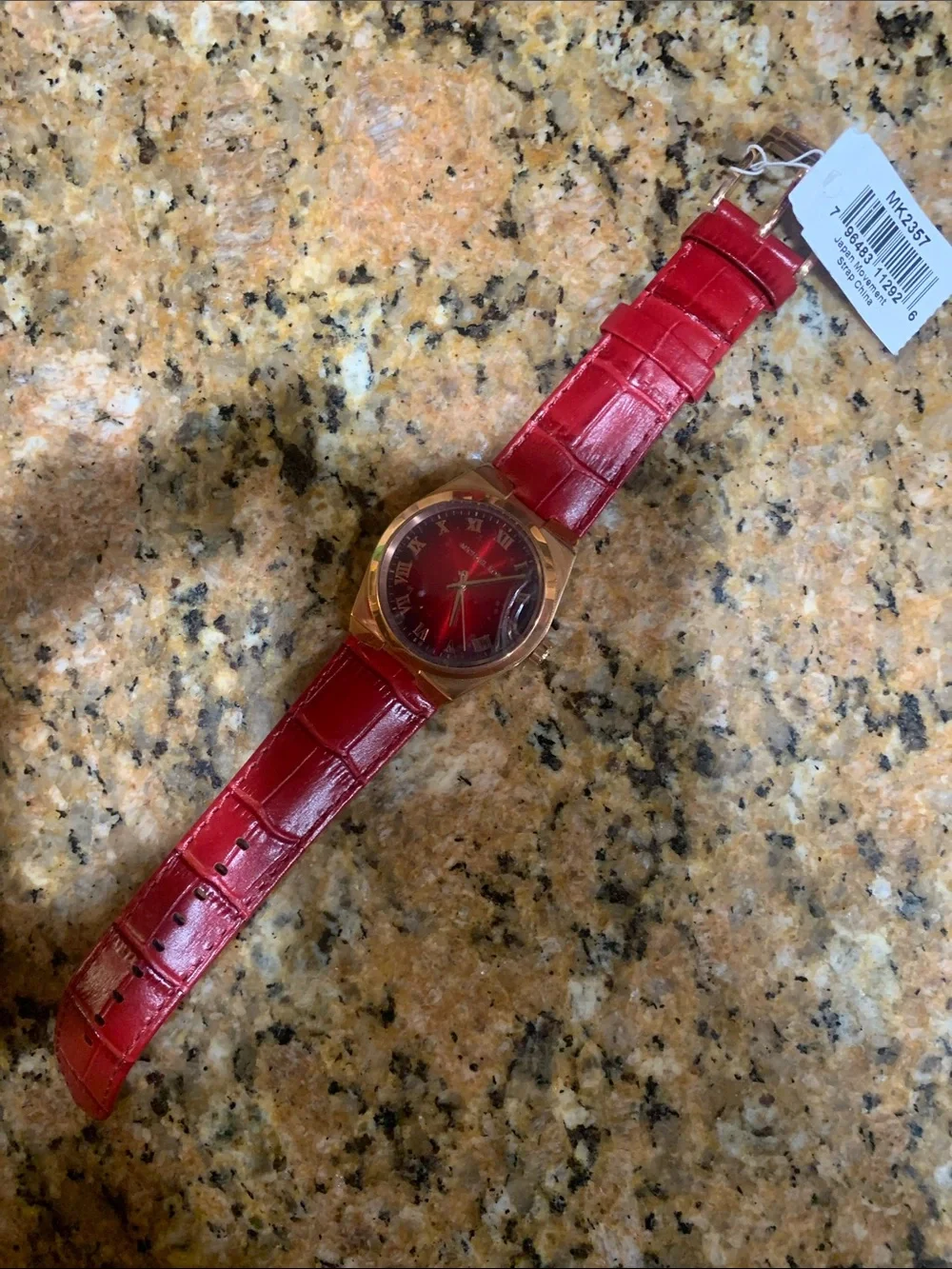 Brand new limited edition red, rose gold plated authentic rare watch/ leather